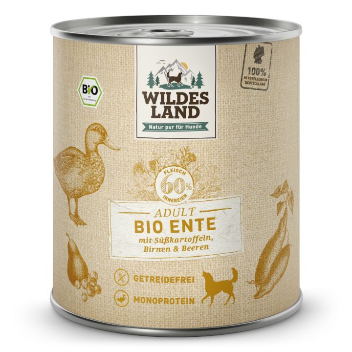 petspremium Wildes Land Ente mit Süßkartoffeln Birnen & Beeren BIO Adult Nassfutter 6 x 800 g