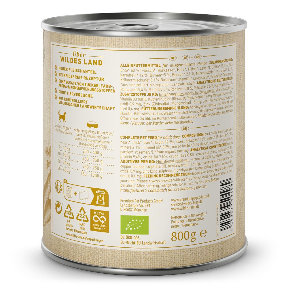 petspremium Wildes Land Ente mit Süßkartoffeln Birnen & Beeren BIO Adult Nassfutter 6 x 800 g Großer Ausverkauf