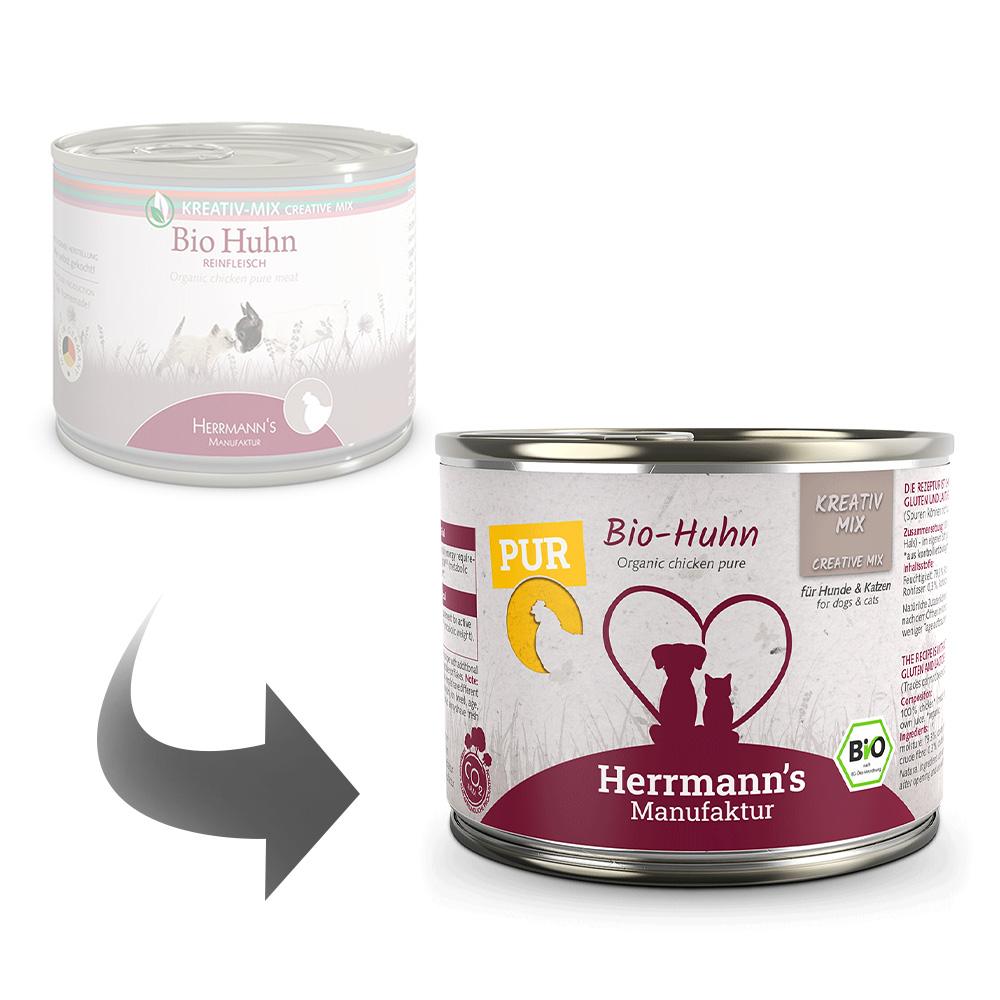 petspremium Herrmann's Bio Huhn Reinfleisch Kreativ-Mix Ergänzung Nassfutter 24 x 200 g Black Friday