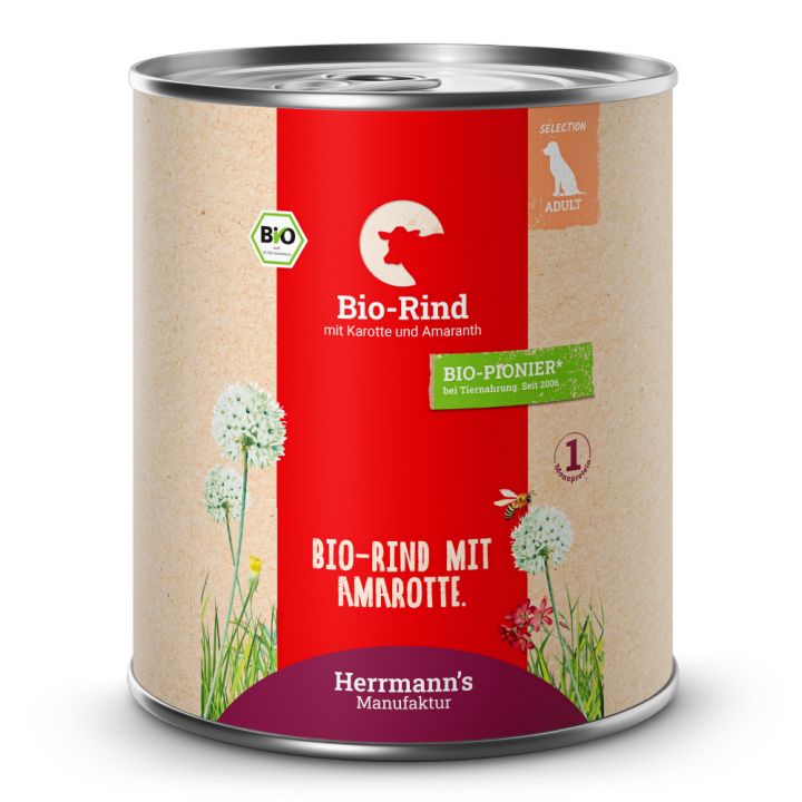 petspremium Herrmann's Bio Rind mit Karotten und Amaranth Selection Adult Nassfutter 12 x 800 g