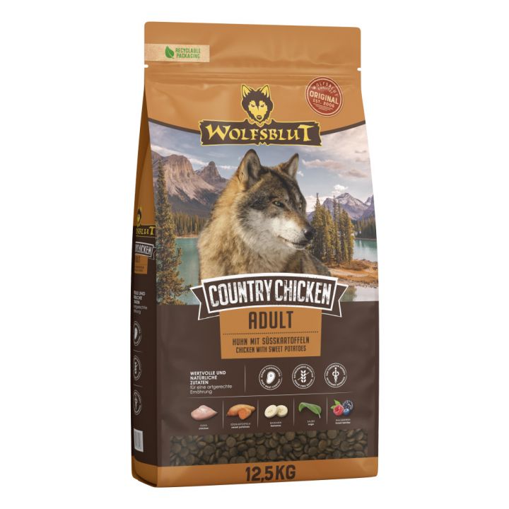 petspremium Wolfsblut Country Chicken - Huhn und Süßkartoffeln Adult Trockenfutter 12 5 kg