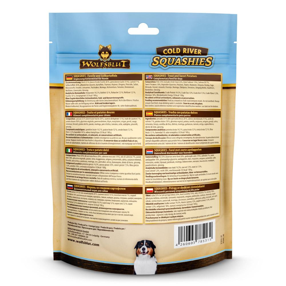 petspremium Wolfsblut Cold River - Fisch und Süßkartoffel Squashies Snack 6 x 300 g Neueste Mode