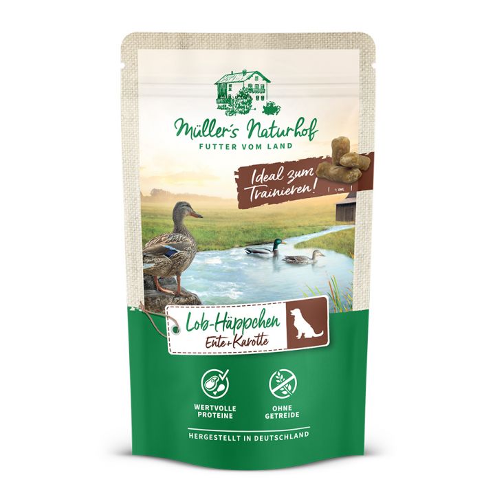 petspremium Müller’s Naturhof Ente und Karotte Lob-Häppchen Snack 10 x 70 g