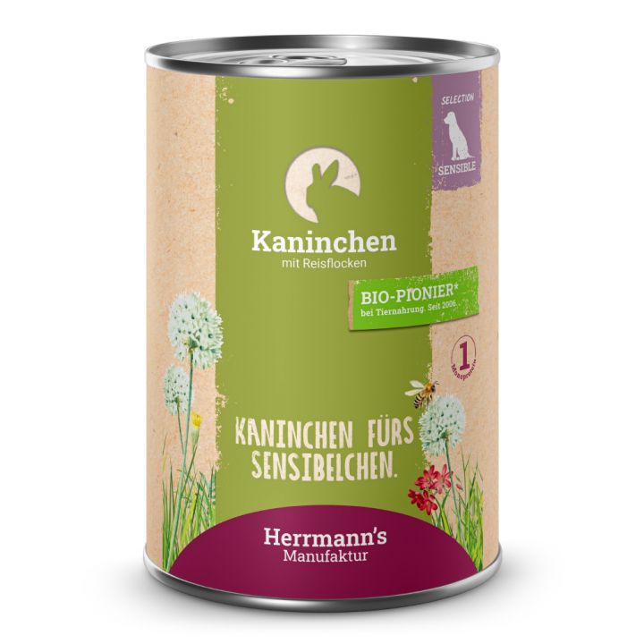 petspremium Herrmann's Kaninchen mit Reisflocken Selection Sensible Nassfutter 48 x 400 g