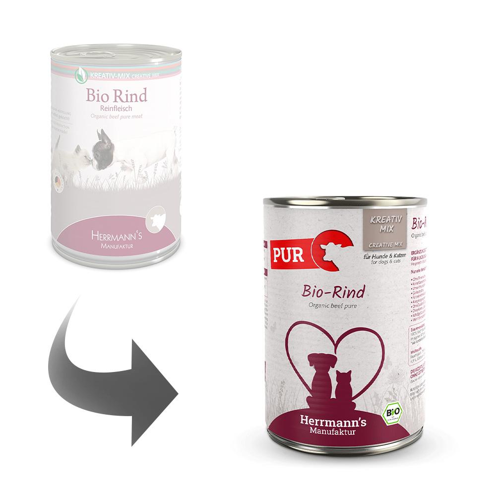 petspremium Herrmann's Bio Rind Reinfleisch Kreativ-Mix Ergänzung Nassfutter 24 x 400 g Kostenlose Rückgabe