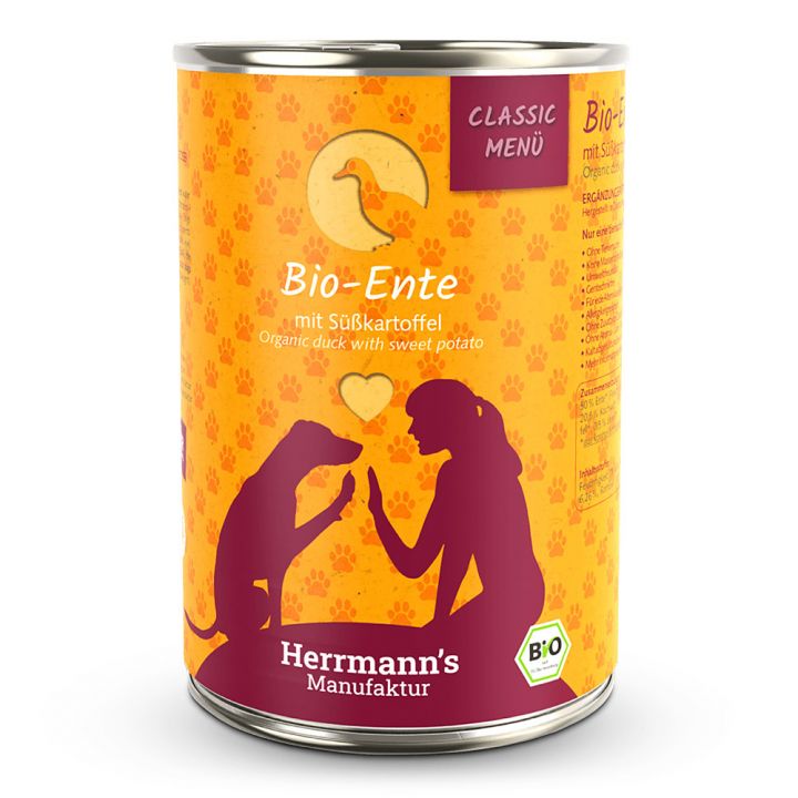 petspremium Herrmann's Bio-Ente mit Süßkartoffeln Classic Nassfutter 12 x 400 g