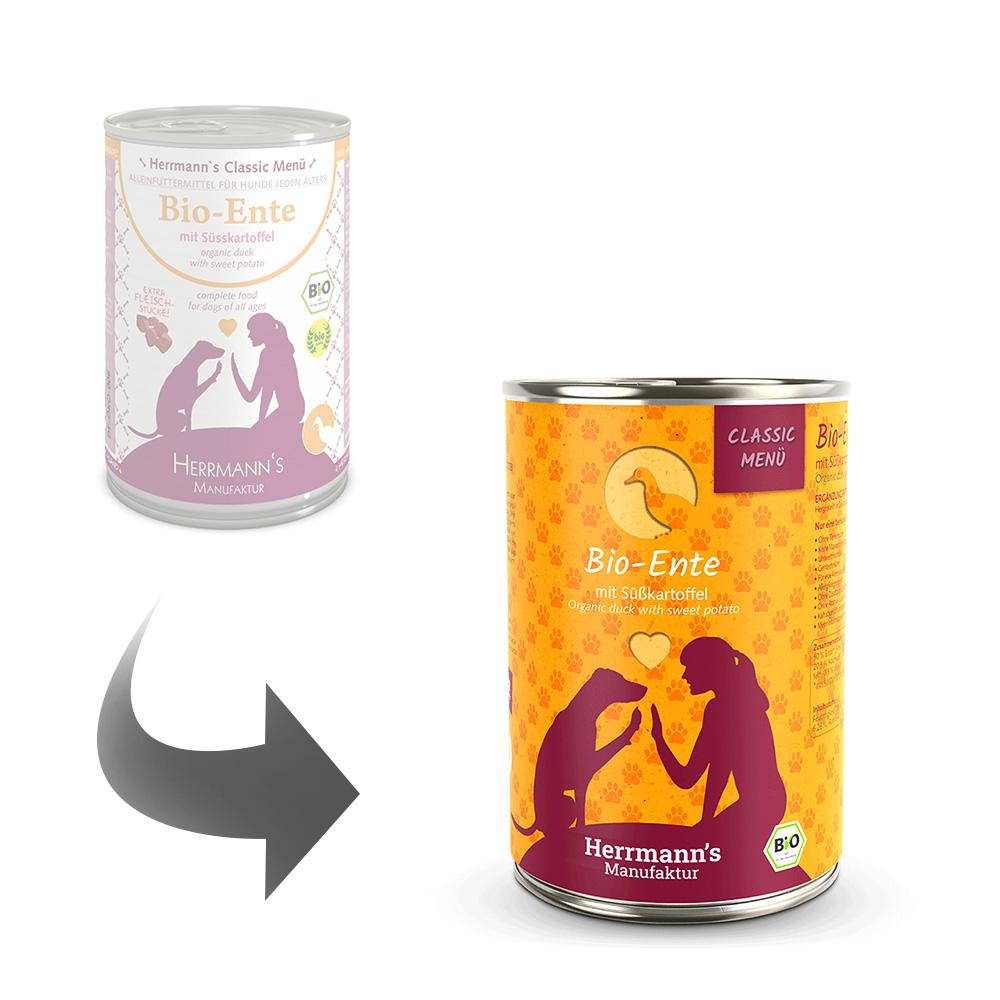 petspremium Herrmann's Bio-Ente mit Süßkartoffeln Classic Nassfutter 12 x 400 g Letzte 2 Tage