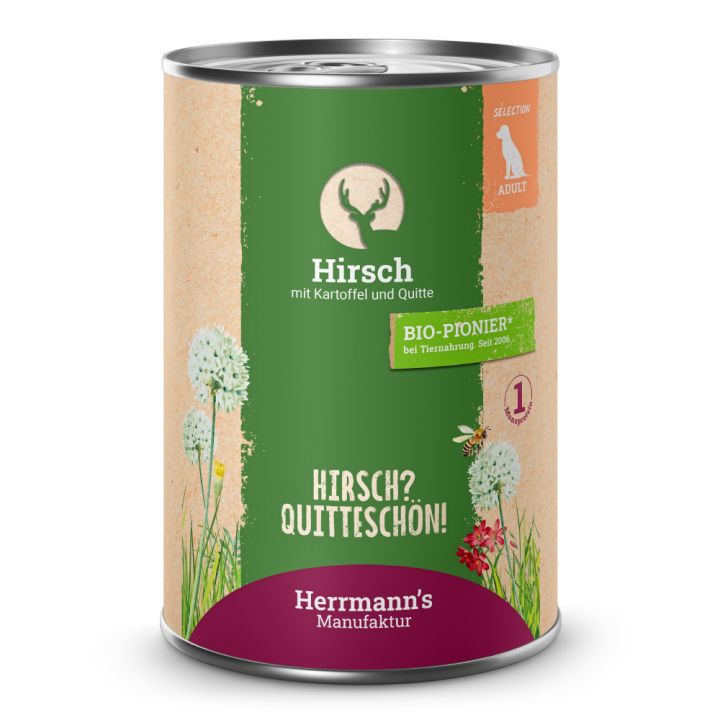 petspremium Herrmann's Hirsch mit Kartoffel und Quitte Selection Adult Nassfutter 48 x 400 g