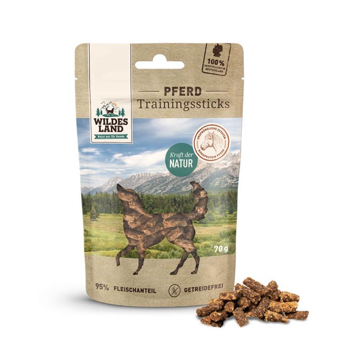 petspremium Wildes Land Pferd Trainingssticks Snack 8 x 70 g