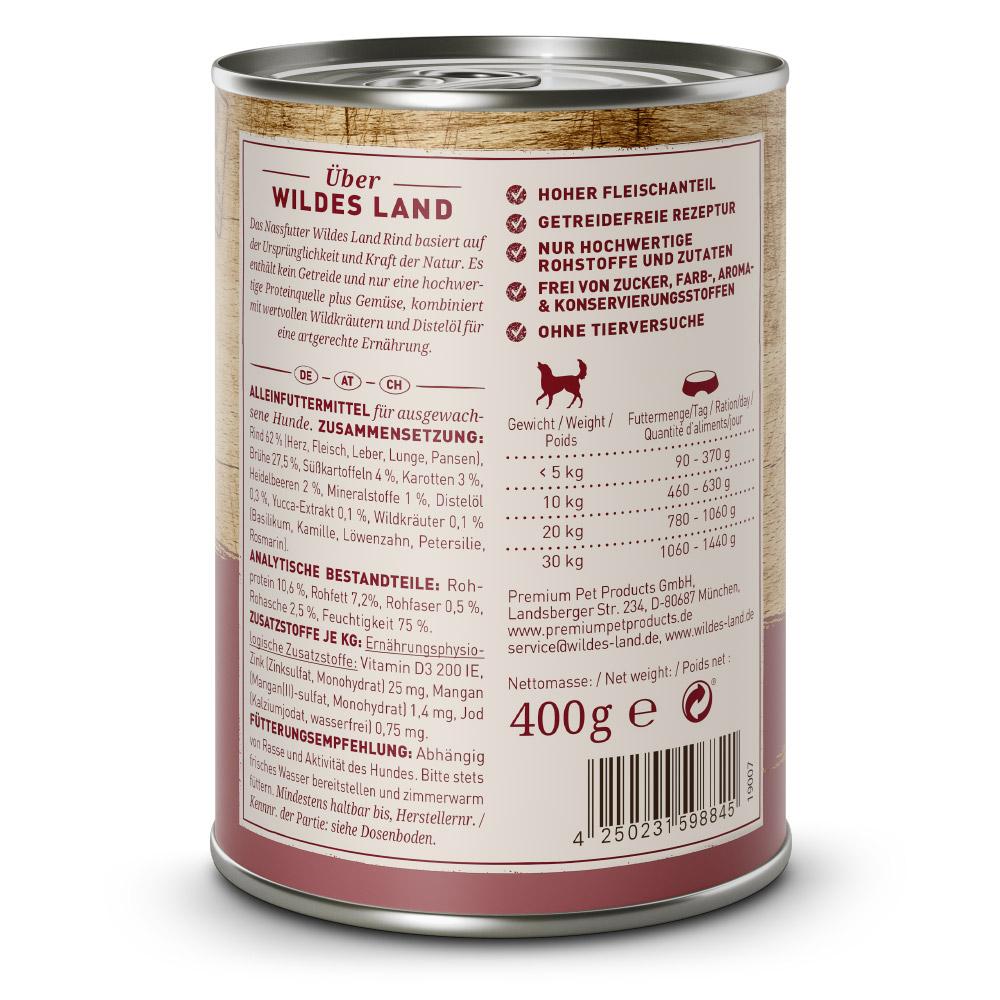 petspremium Wildes Land Rind mit Süßkartoffeln Heidelbeeren Wildkräutern und Distelöl Classic Adult Nassfutter 6 x 400 g Bis zu 55% Rabatt
