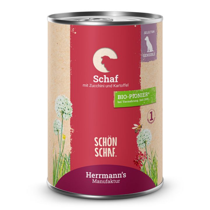 petspremium Herrmann's Schaf mit Zucchini und Kartoffeln Selection Sensible Nassfutter 48 x 400 g