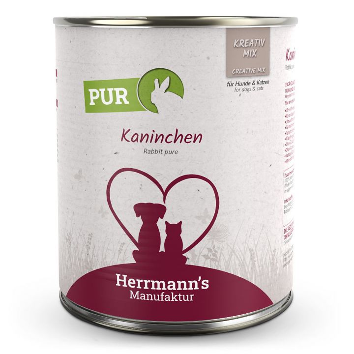 petspremium Herrmann's Kaninchen Reinfleisch Kreativ-Mix Ergänzung Nassfutter 12 x 800 g