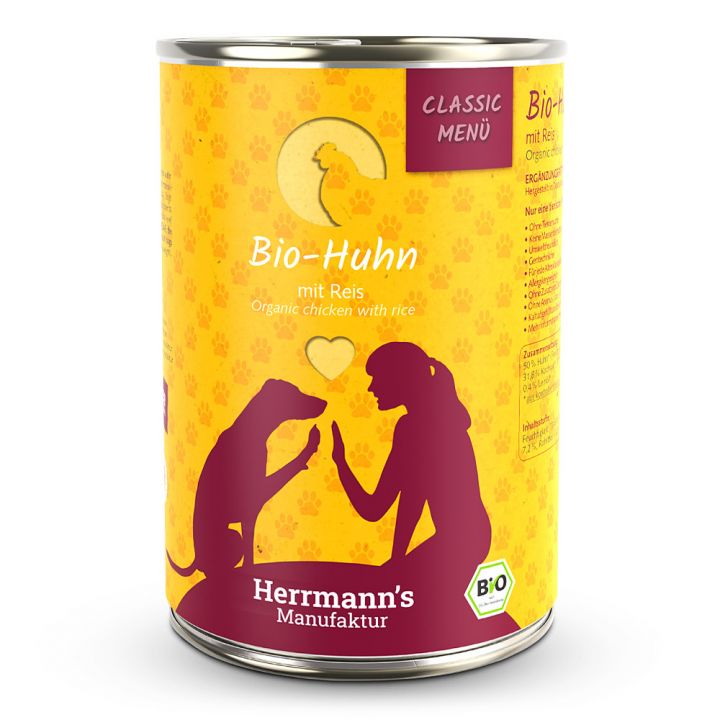 petspremium Herrmann's Bio-Huhn mit Reis Classic Nassfutter 48 x 400 g