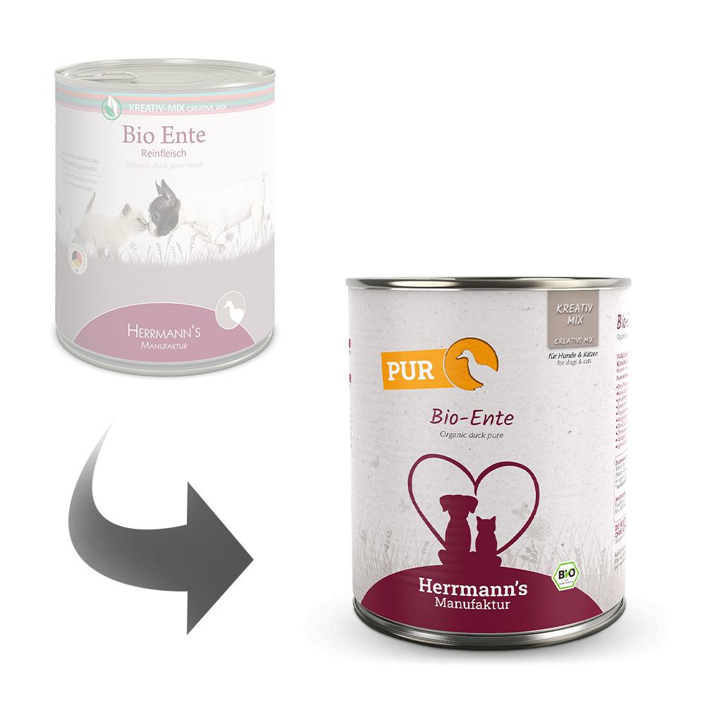 petspremium Herrmann's Bio Ente Reinfleisch Kreativ-Mix Ergänzung Nassfutter 12 x 800 g Online Shopping