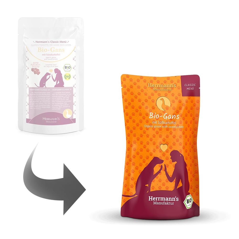 petspremium Herrmann's Bio-Gans mit Süßkartoffeln Classic Nassfutter 48 x 130 g Weihnachtsangebot