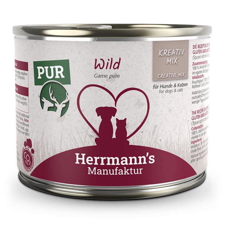 petspremium Herrmann's Wild Reinfleisch Kreativ-Mix Ergänzung Nassfutter 12 x 200 g