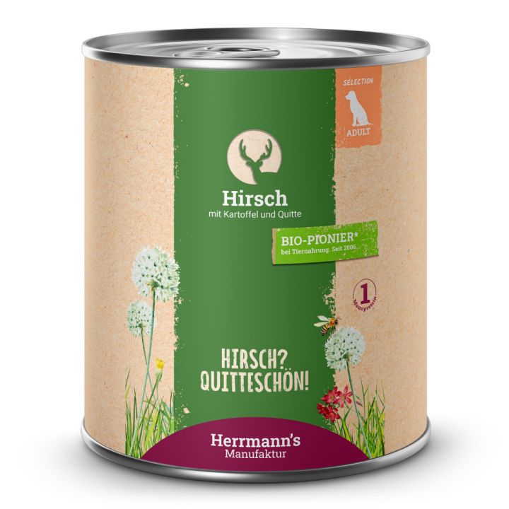 petspremium Herrmann's Hirsch mit Kartoffel und Quitte Selection Adult Nassfutter 24 x 800 g