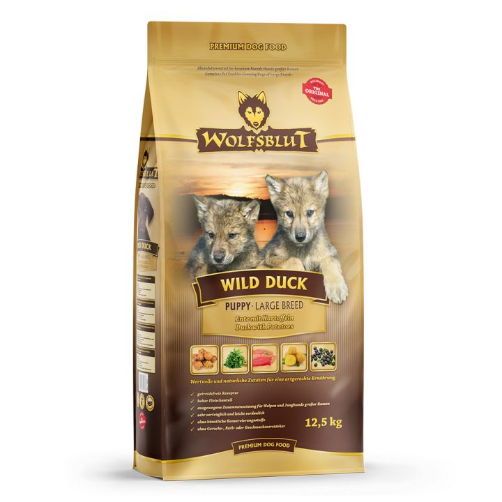petspremium Wolfsblut Wild Duck - Ente und Kartoffel Large Breed Puppy Trockenfutter 12 5 kg