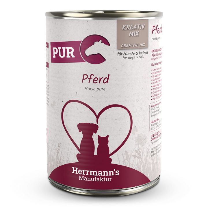 petspremium Herrmann's Pferd Reinfleisch Kreativ-Mix Ergänzung Nassfutter 12 x 400 g