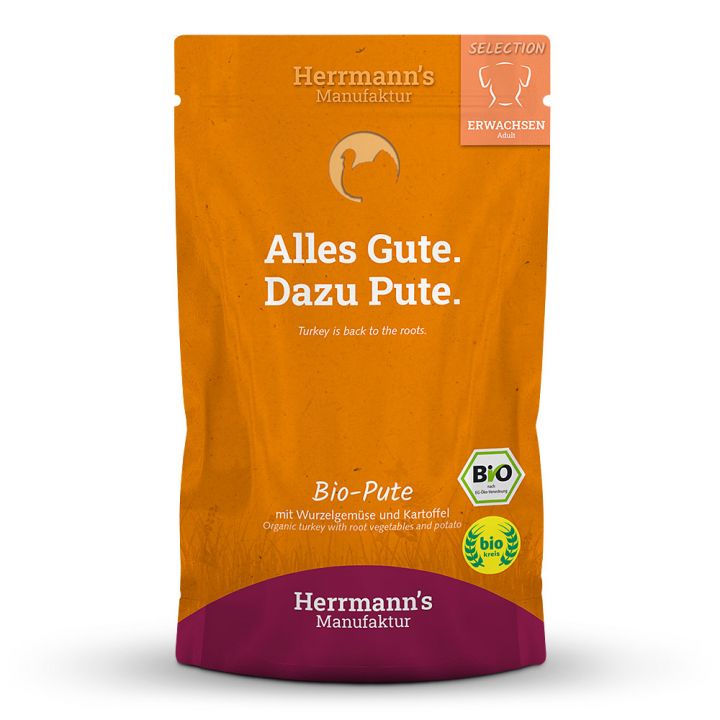 petspremium Herrmann's Bio Pute mit Wurzelgemüse und Kartoffeln Selection Adult Nassfutter 15 x 150 g Zeitbegrenzte Promotion