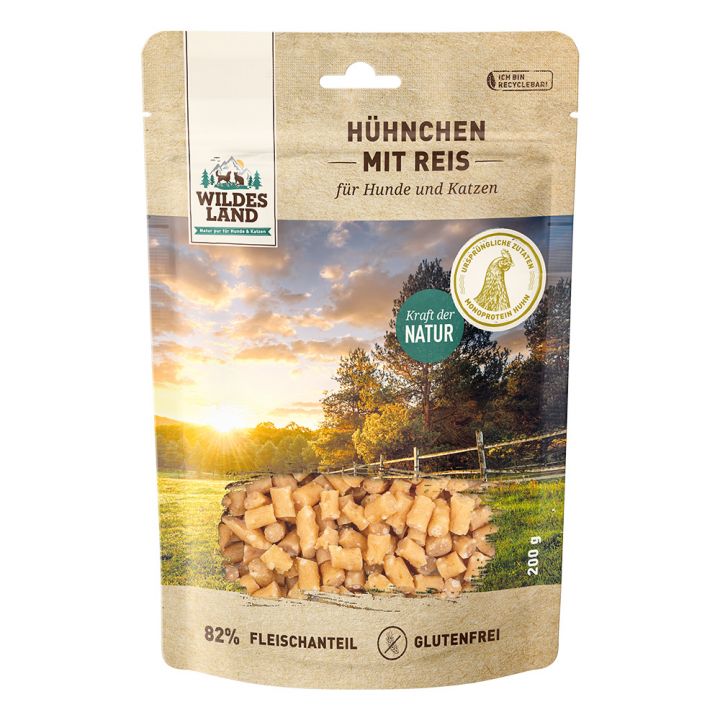 petspremium Wildes Land Hühnchen mit Reis Fleischsnacks Snack 200 g Bis zu 50% Rabatt