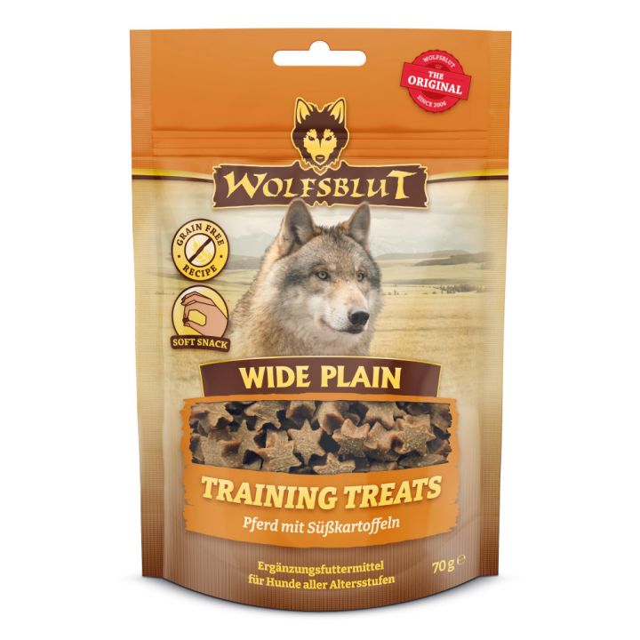 petspremium Wolfsblut Wide Plain - Pferd mit Süßkartoffel Training Treats Snack 7 x 70 g