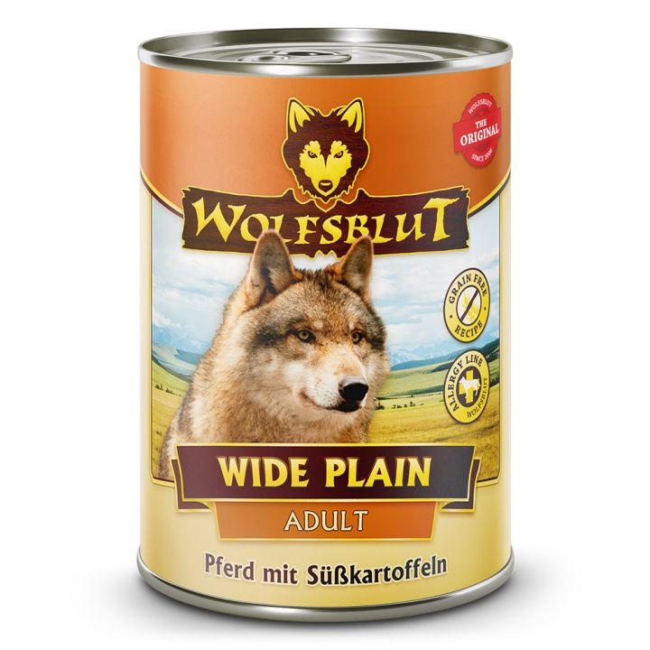 petspremium Wolfsblut Wide Plain - Pferd mit Süßkartoffeln Adult Nassfutter 36 x 395 g Begrenzt auf 3 Tage