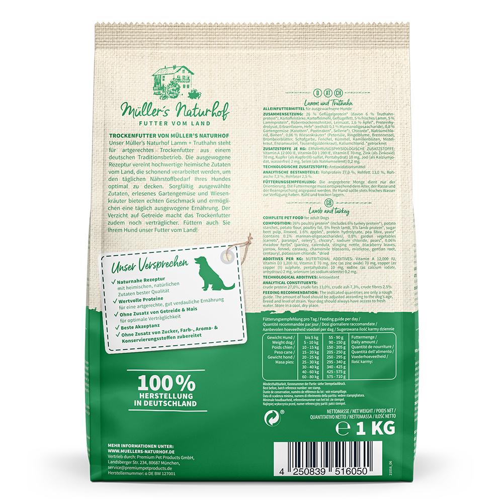 petspremium Müller’s Naturhof Lamm und Truthahn Klassik Trockenfutter 1 kg Rabatte dieses Monats