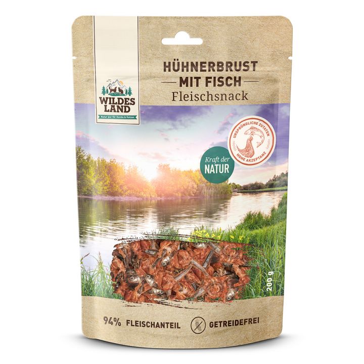 petspremium Wildes Land Hühnerbrust mit Fisch Fleischsnacks Snack 200 g