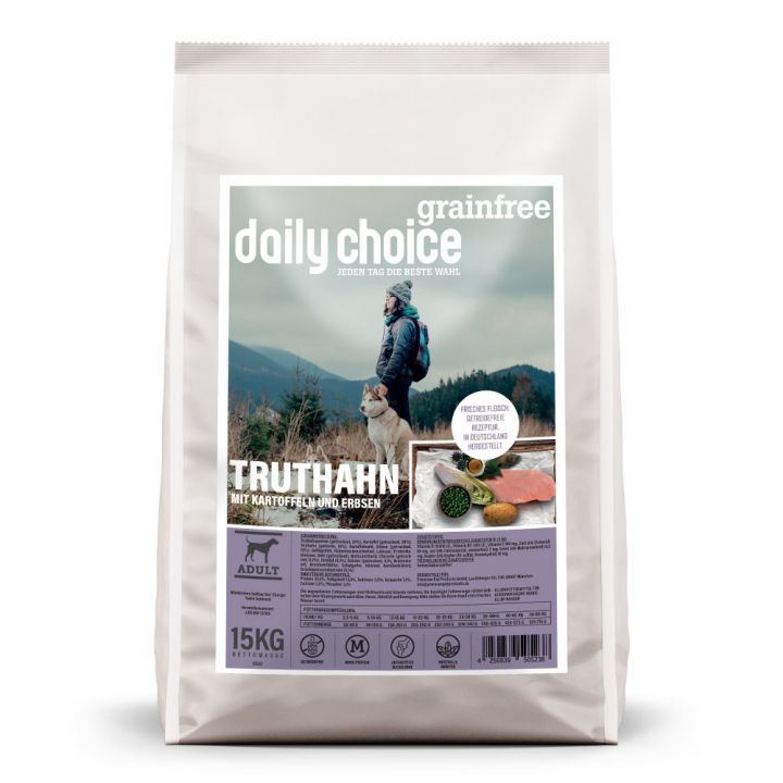 petspremium daily choice Truthahn mit Kartoffeln und Erbsen Grainfree Trockenfutter 15 kg
