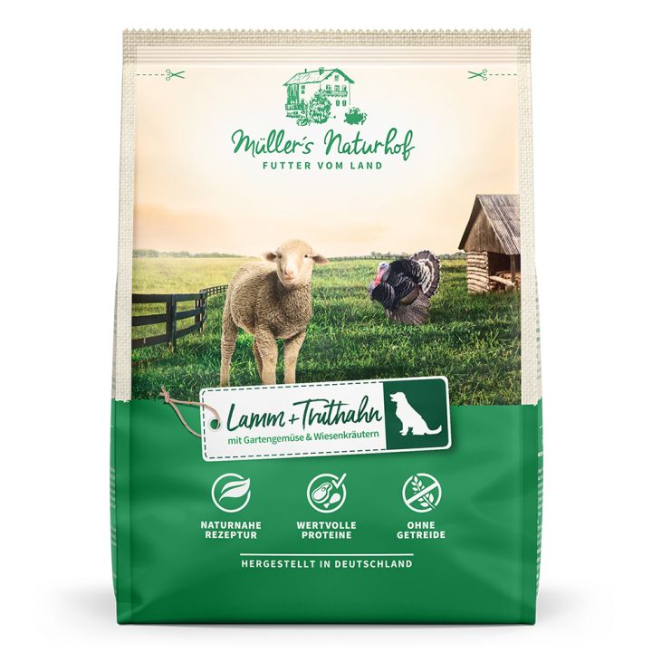 petspremium Müller’s Naturhof Lamm und Truthahn Klassik Trockenfutter 5 x 1 kg