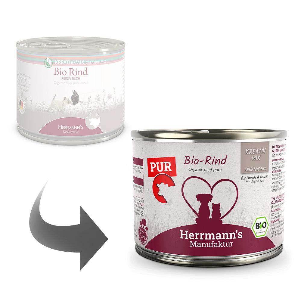 petspremium Herrmann's Bio Rind Reinfleisch Kreativ-Mix Ergänzung Nassfutter 12 x 200 g Weihnachtsangebot
