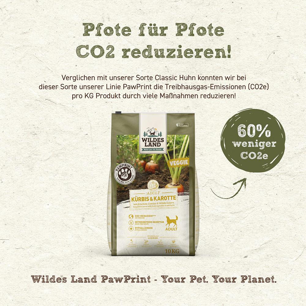 petspremium Wildes Land PAWPRINT VEGGIE Kürbis & Karotte mit frischem Gemüse & Wildkräutern Adult Trockenfutter 10 kg Muttertagsangebot