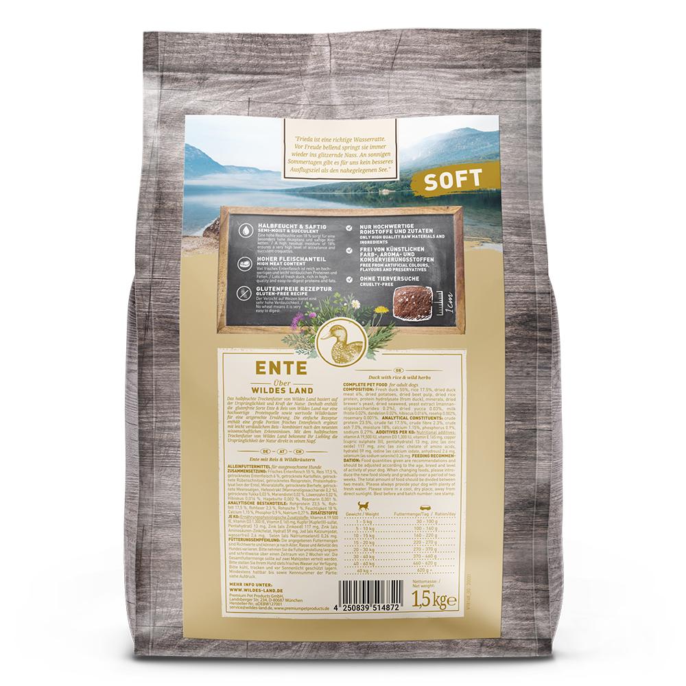 petspremium Wildes Land Ente mit Reis und Wildkräutern Soft Adult Trockenfutter 1 5 kg Vierteljährliche Förderung