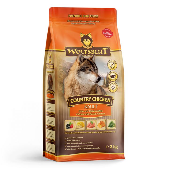 petspremium Wolfsblut Country Chicken - Huhn und Süßkartoffeln Adult Trockenfutter 3 x 2 kg