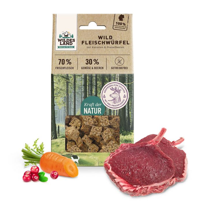 petspremium Wildes Land Wild Fleischwürfel Snack 6 x 100 g