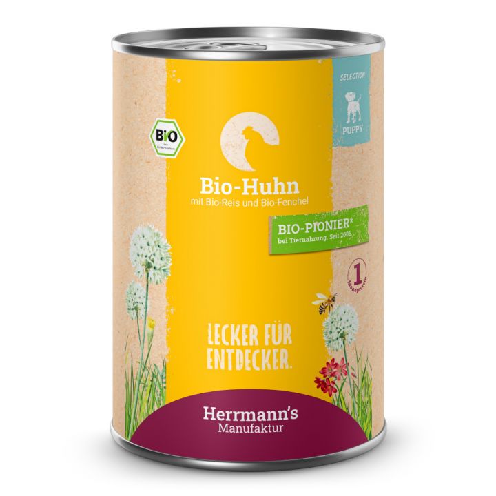 petspremium Herrmann's Bio Huhn mit Reis und Fenchel 24 x 400 g im Angebot