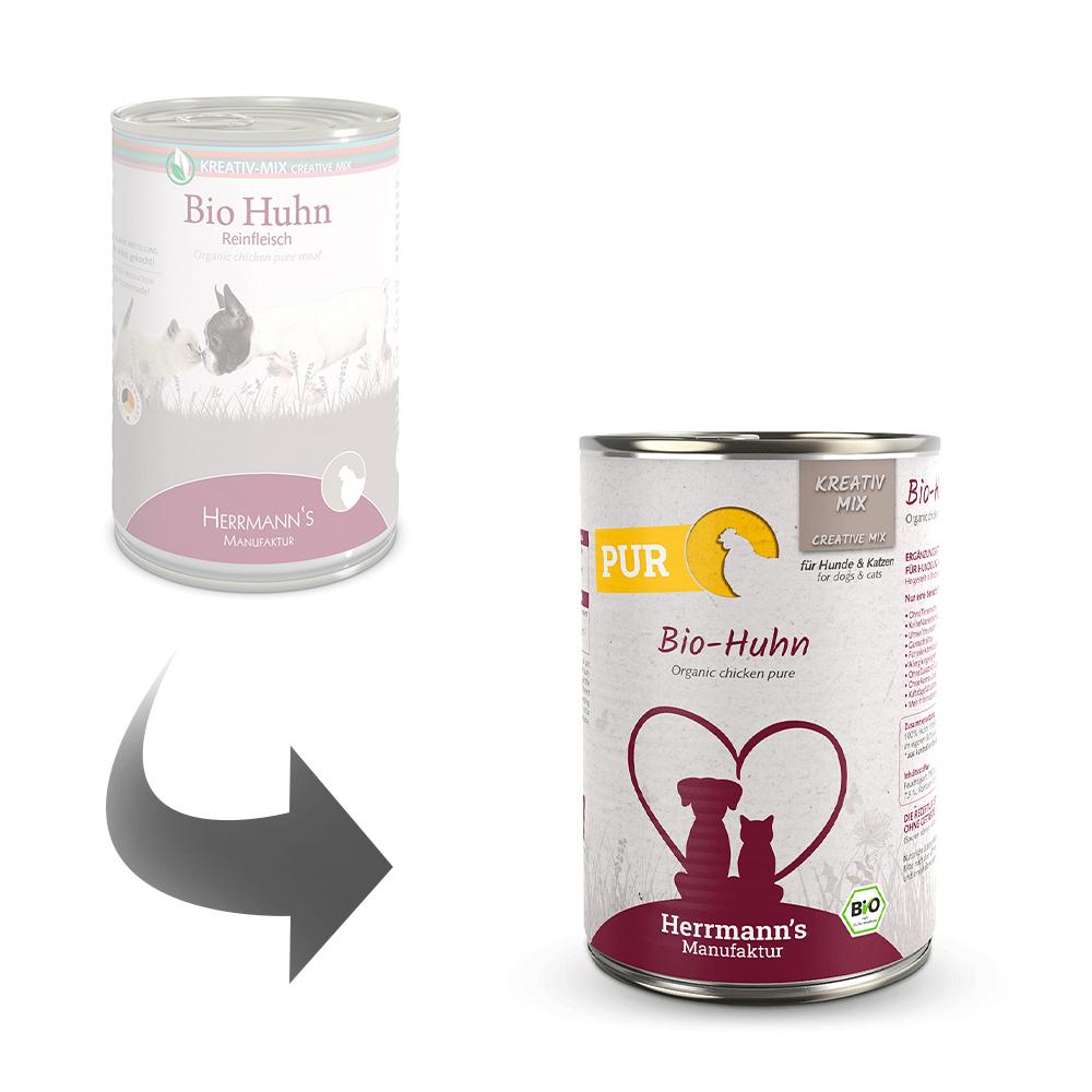 petspremium Herrmann's Bio Huhn Reinfleisch Kreativ-Mix Ergänzung Nassfutter 24 x 400 g Meist gekauft