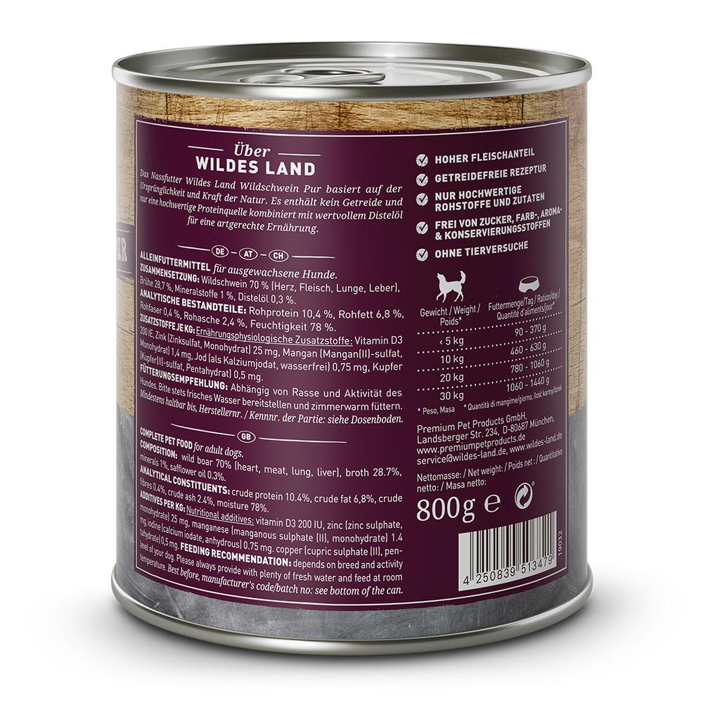 petspremium Wildes Land Wildschwein mit Distelöl PUR Adult Nassfutter 6 x 800 g Versandkostenfrei