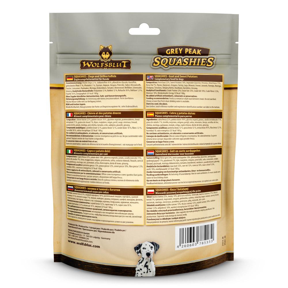 petspremium Wolfsblut Grey Peak - Ziegenfleisch und Süßkartoffel Squashies Snack 300 g Saisonschlussverkauf