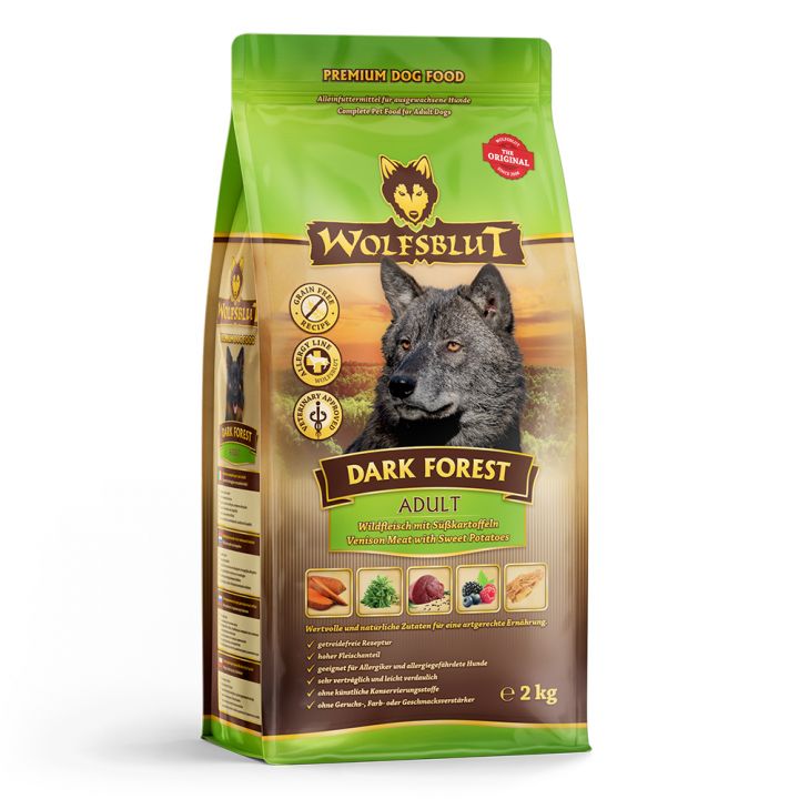 petspremium Wolfsblut Dark Forest - Wild und Süßkartoffel Adult Trockenfutter 2 kg