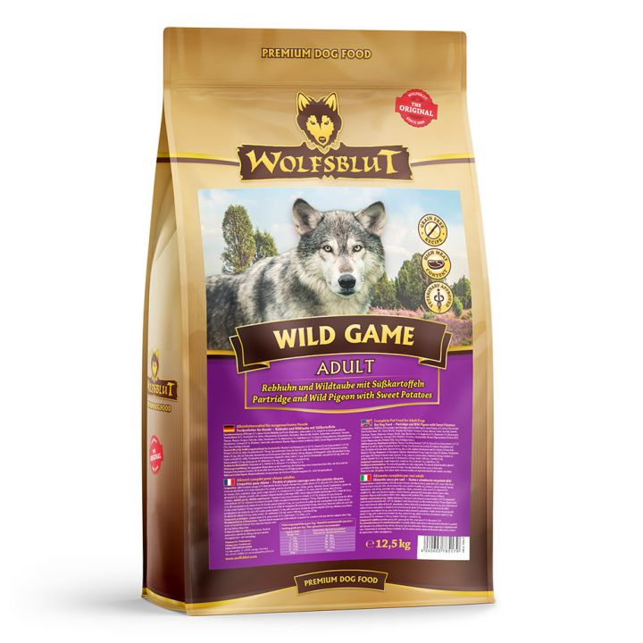 petspremium Wolfsblut Wild Game - Rebhuhn Wildtaube und Süßkartoffel Adult Trockenfutter 12 5 kg