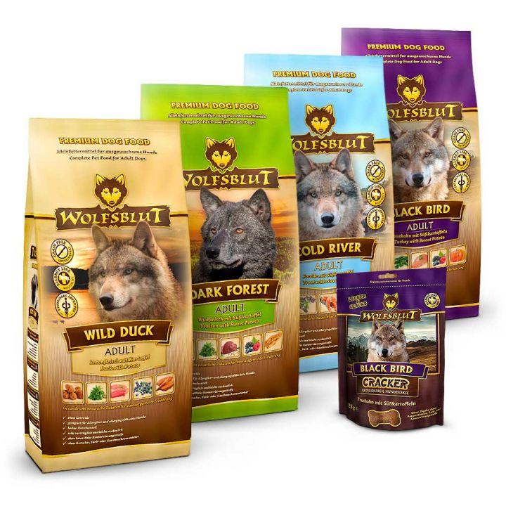 petspremium Wolfsblut Mixpaket Trockenfutter groß Adult Trockenfutter 1 Paket Wochenangebot
