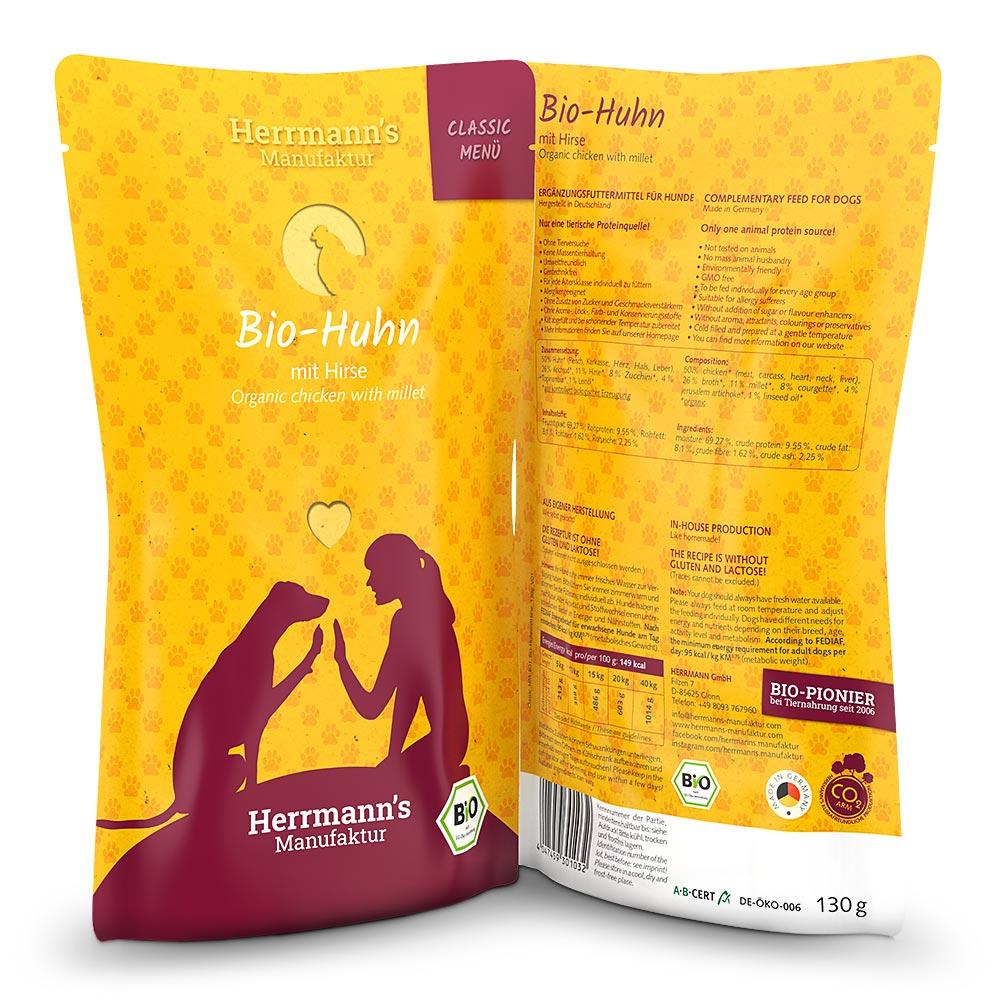 petspremium Herrmann's Bio-Huhn mit Hirse Classic Nassfutter 48 x 130 g Nur für heute