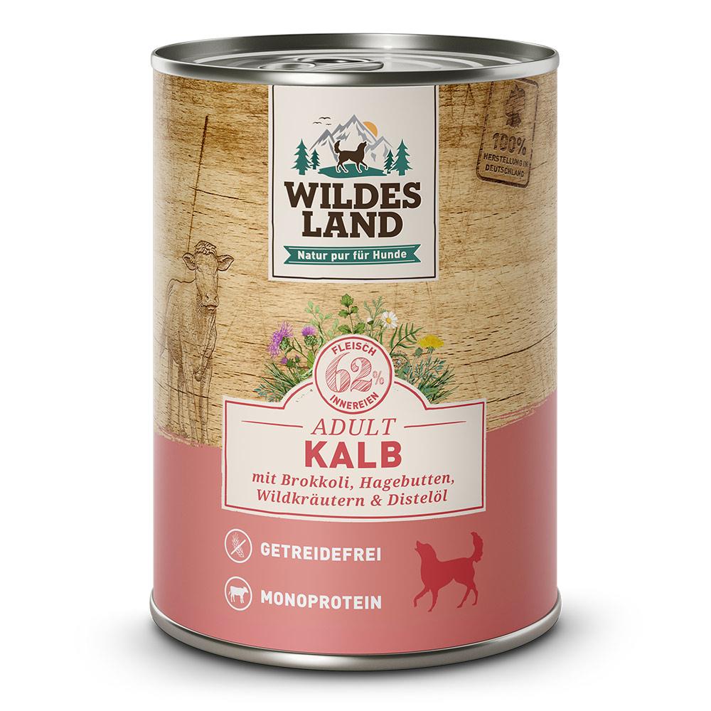 petspremium Wildes Land Kalb mit Brokkoli Hagebutte Wildkräutern und Distelöl Classic Adult Nassfutter 6 x 400 g zollfrei