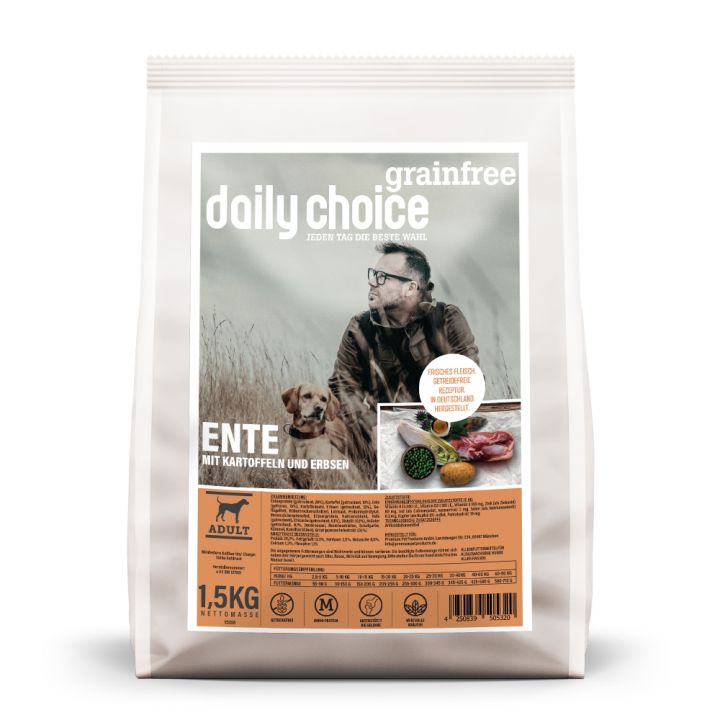 petspremium daily choice Ente mit Kartoffeln und Erbsen Grainfree Trockenfutter 1 5 kg