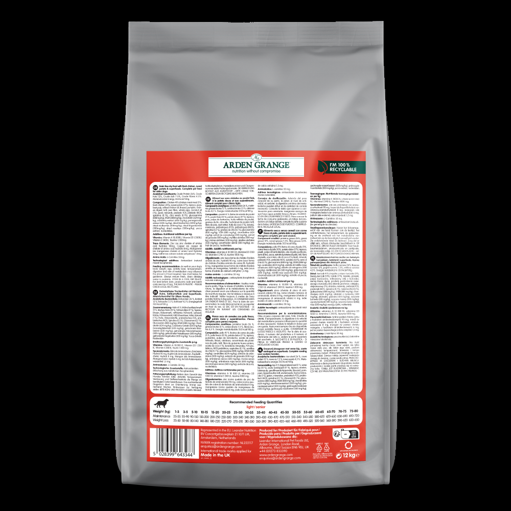 petspremium Arden Grange Light/Senior Huhn & Superfoods Grainfree Trockenfutter 12 kg Meist gekauft