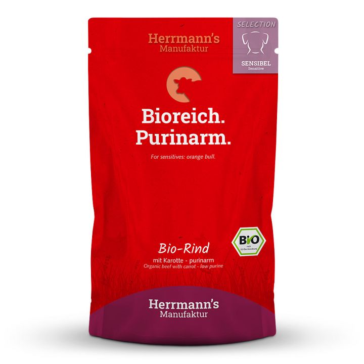 petspremium Herrmann's Bio Rind mit Karotten - purinarm Selection Sensible Nassfutter 15 x 150 g