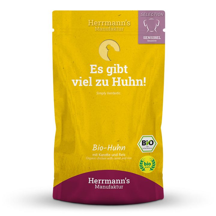 petspremium Herrmann's Bio Huhn mit Karotte und Reis Selection Sensible Nassfutter 15 x 150 g