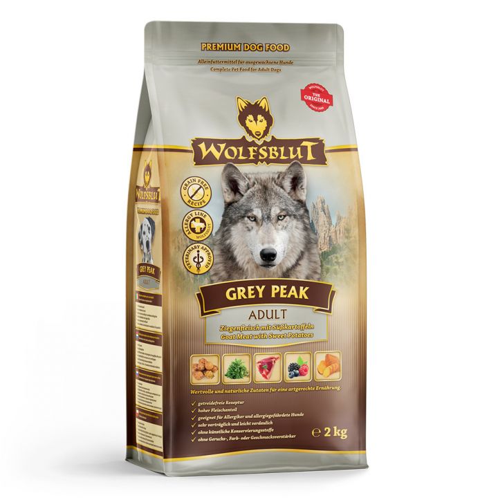 petspremium Wolfsblut Grey Peak - Ziegenfleisch und Süßkartoffel Adult Trockenfutter 2 kg
